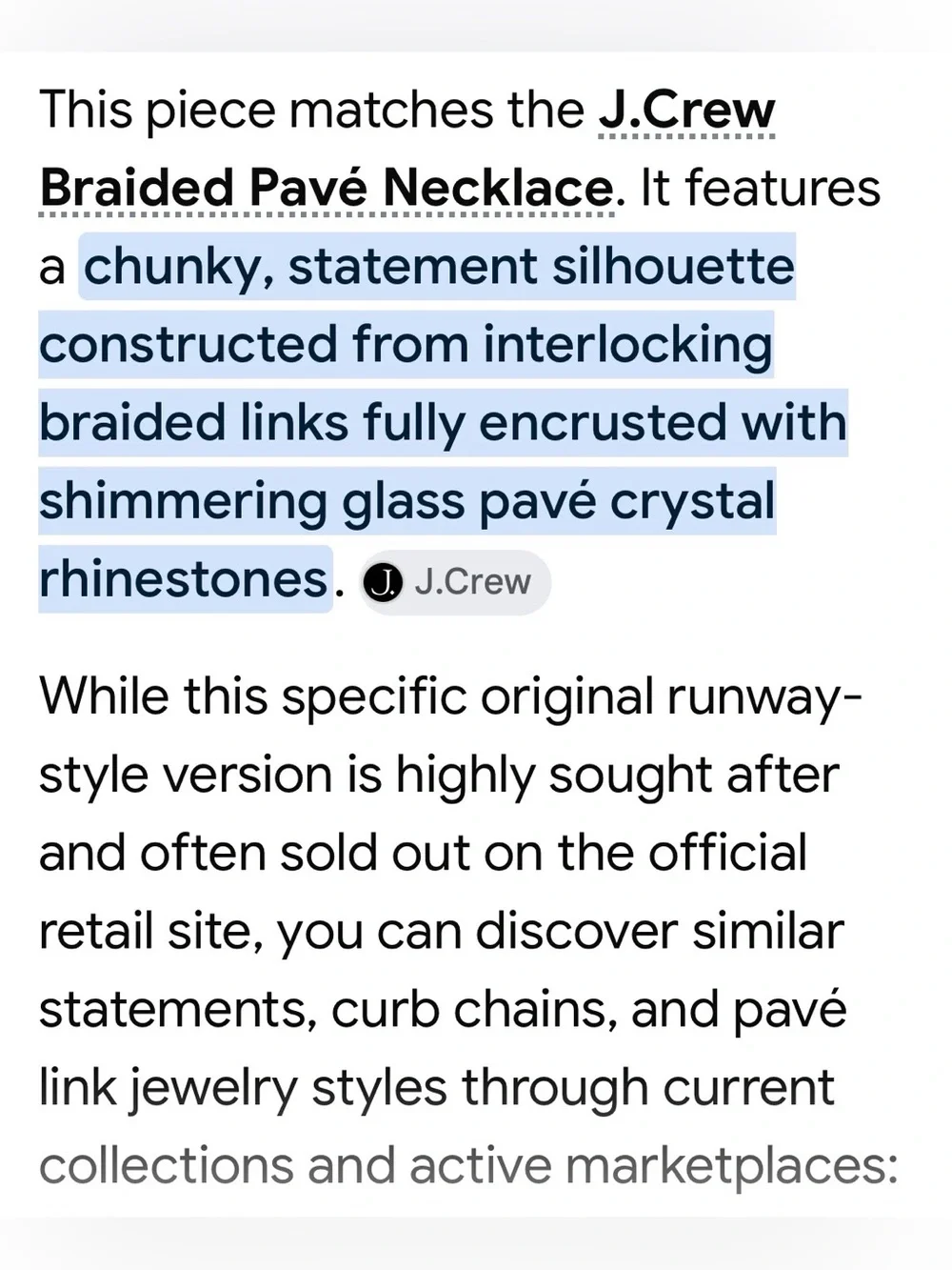 J. Crew Two-Tone Pave Crystal Link Necklace-NWOT• GIFT IDEA 🎁 GREAT DEAL!